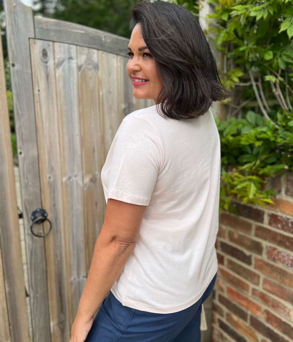 Pastel Pink Straight Fit Cotton Tee