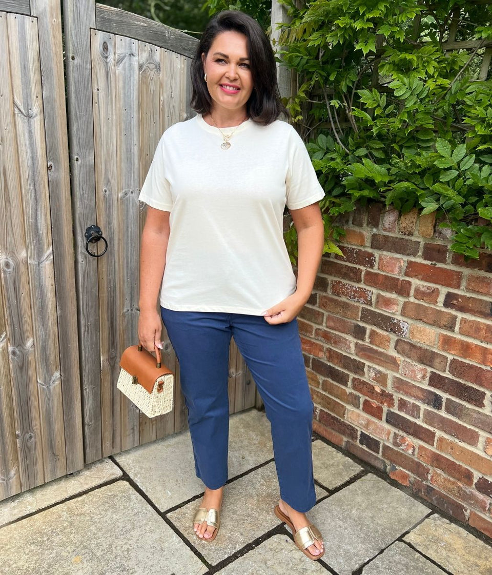 Ecru Straight Fit Cotton Tee