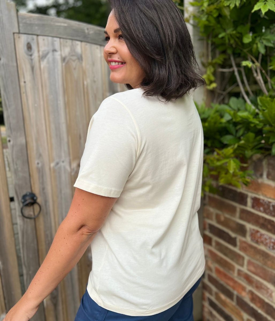 Ecru Straight Fit Cotton Tee