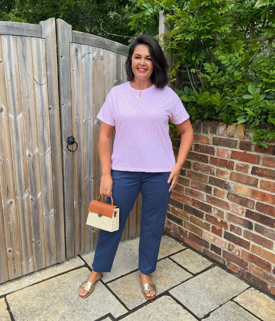 Pink Print Straight Fit Cotton Tee