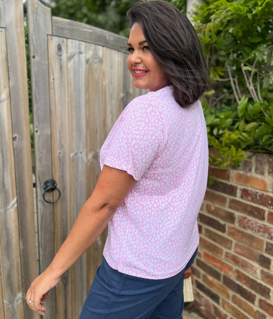 Pink Print Straight Fit Cotton Tee