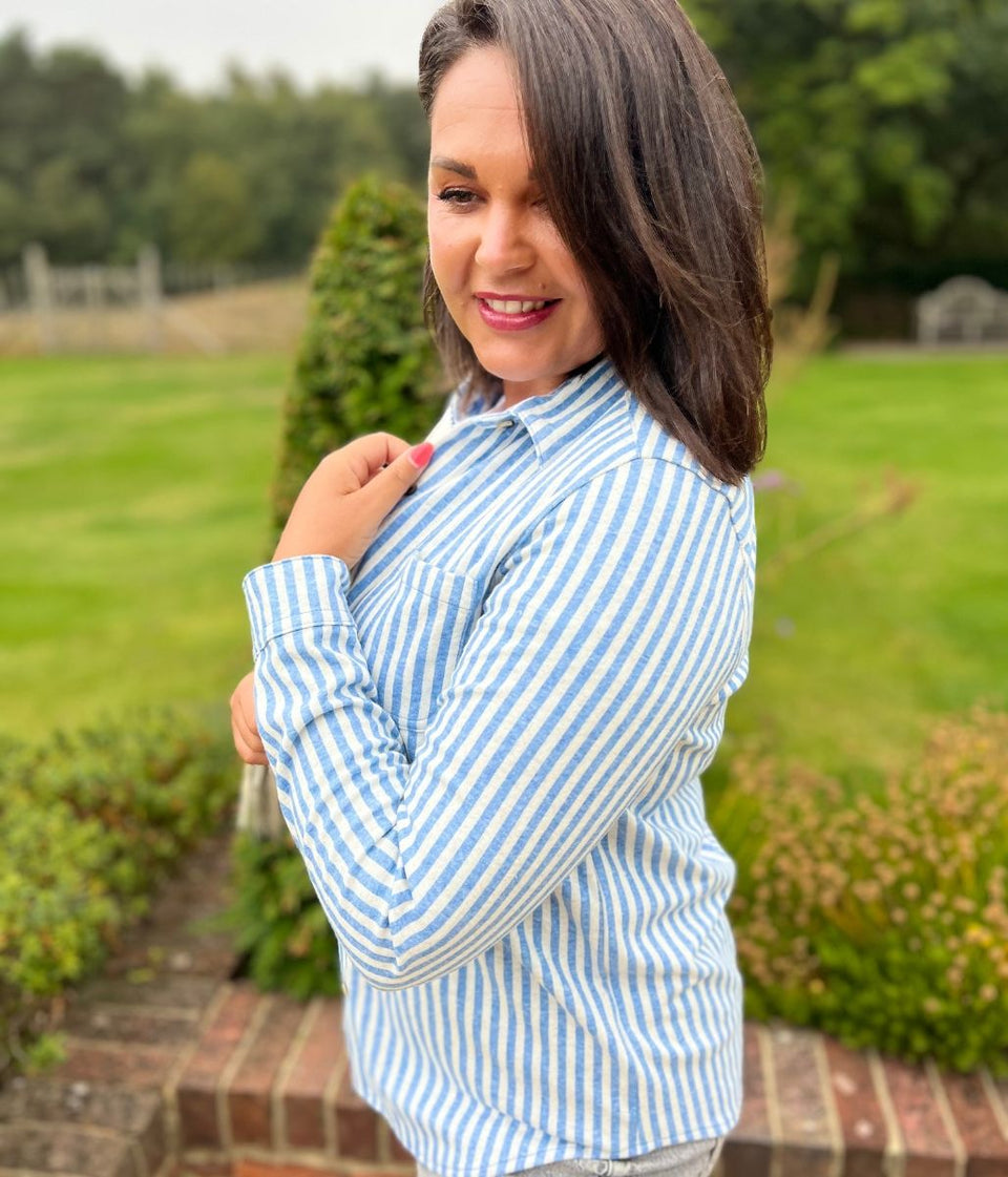 Blue Striped Thick Jersey Shirt