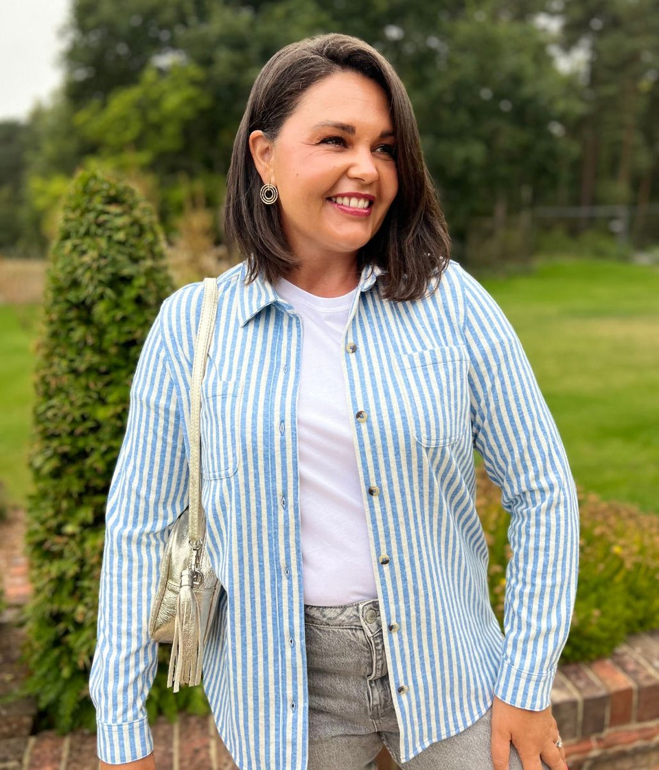 Blue Striped Thick Jersey Shirt