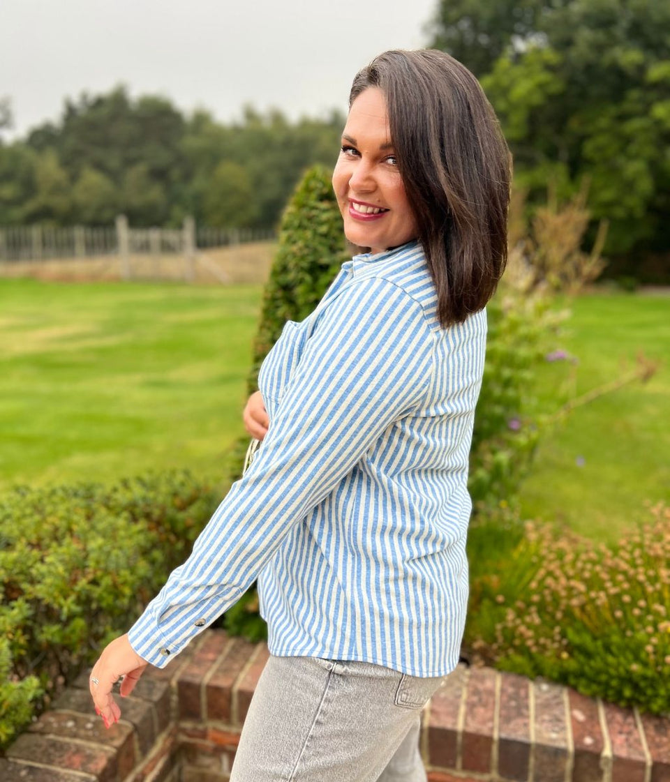 Blue Striped Thick Jersey Shirt