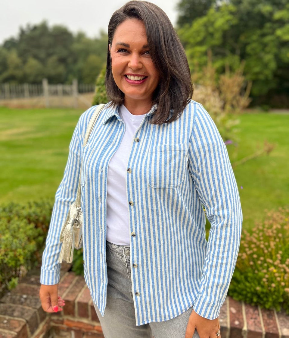 Blue Striped Thick Jersey Shirt
