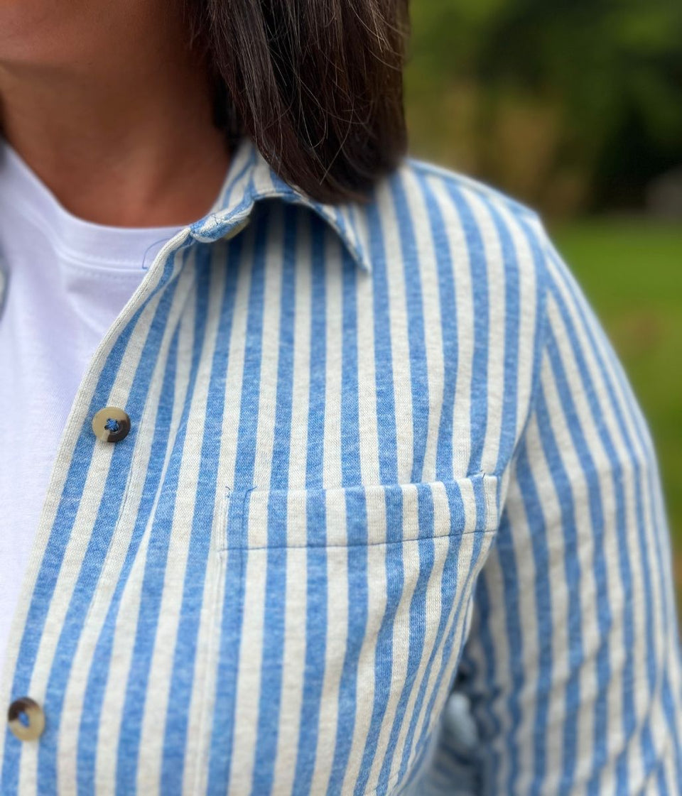 Blue Striped Thick Jersey Shirt