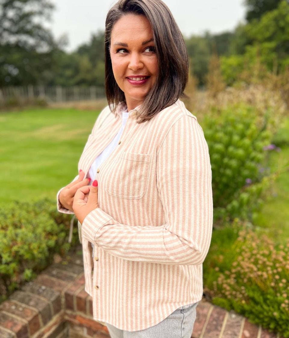 Pink Striped Thick Jersey Shirt