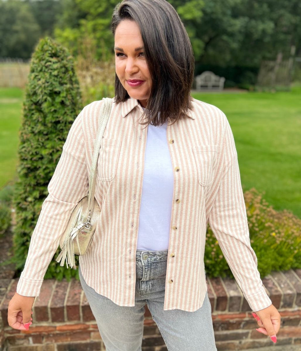 Pink Striped Thick Jersey Shirt