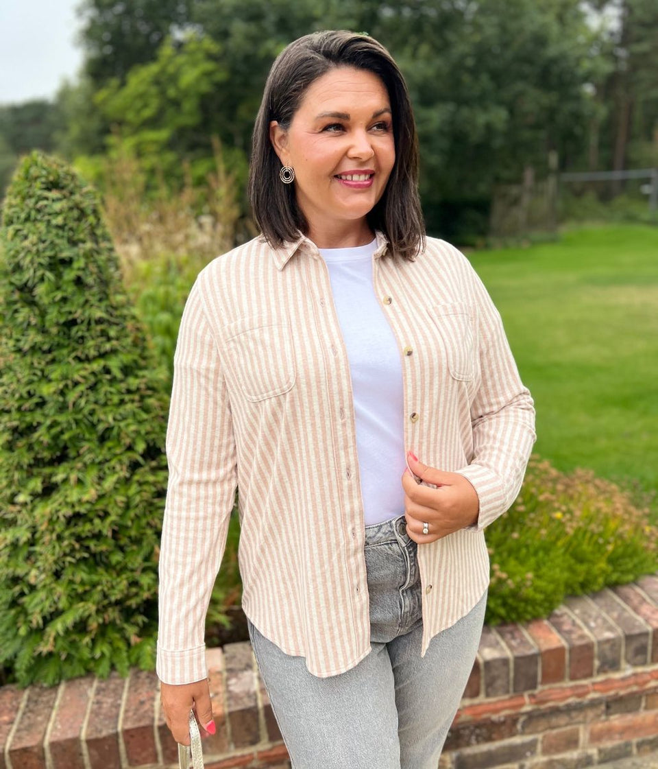 Pink Striped Thick Jersey Shirt