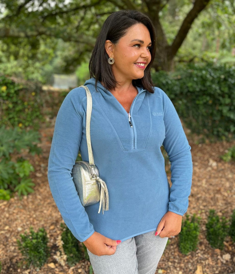 Blue Warriewood Hooded 1/4 Zip Fleece