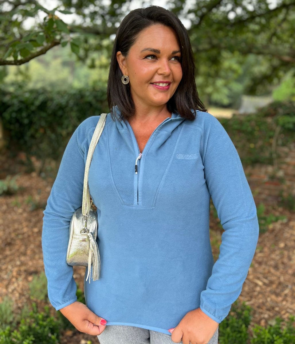 Blue Warriewood Hooded 1/4 Zip Fleece
