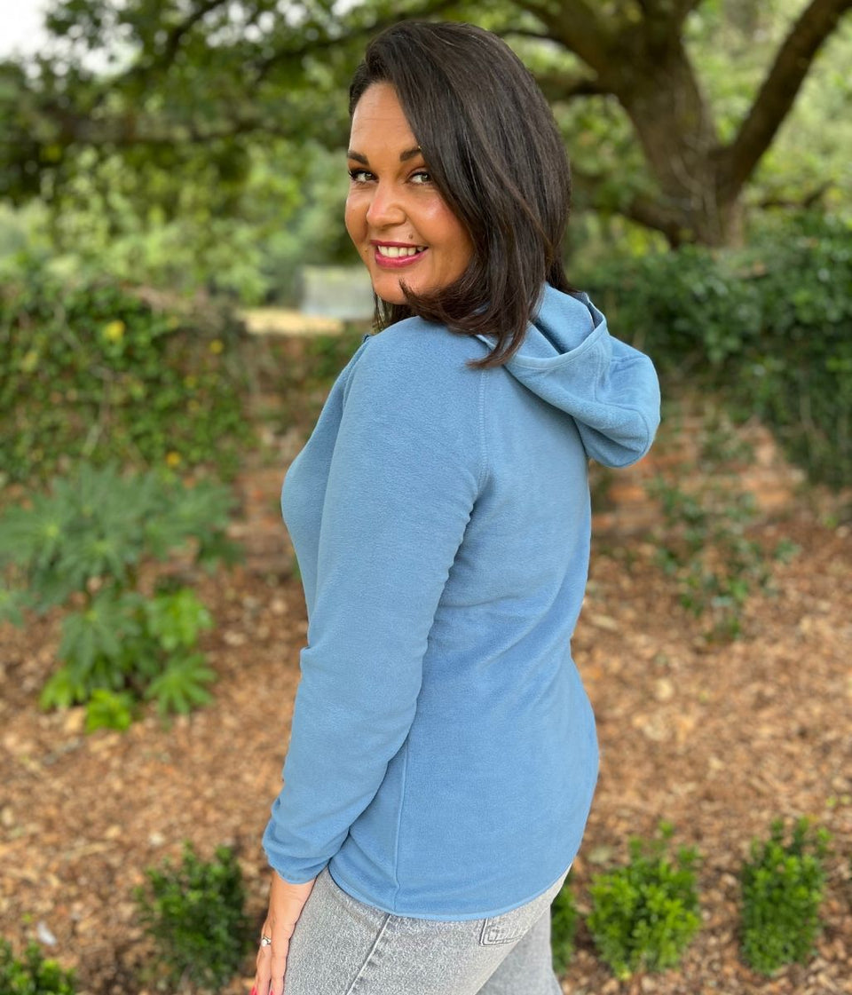 Blue Warriewood Hooded 1/4 Zip Fleece