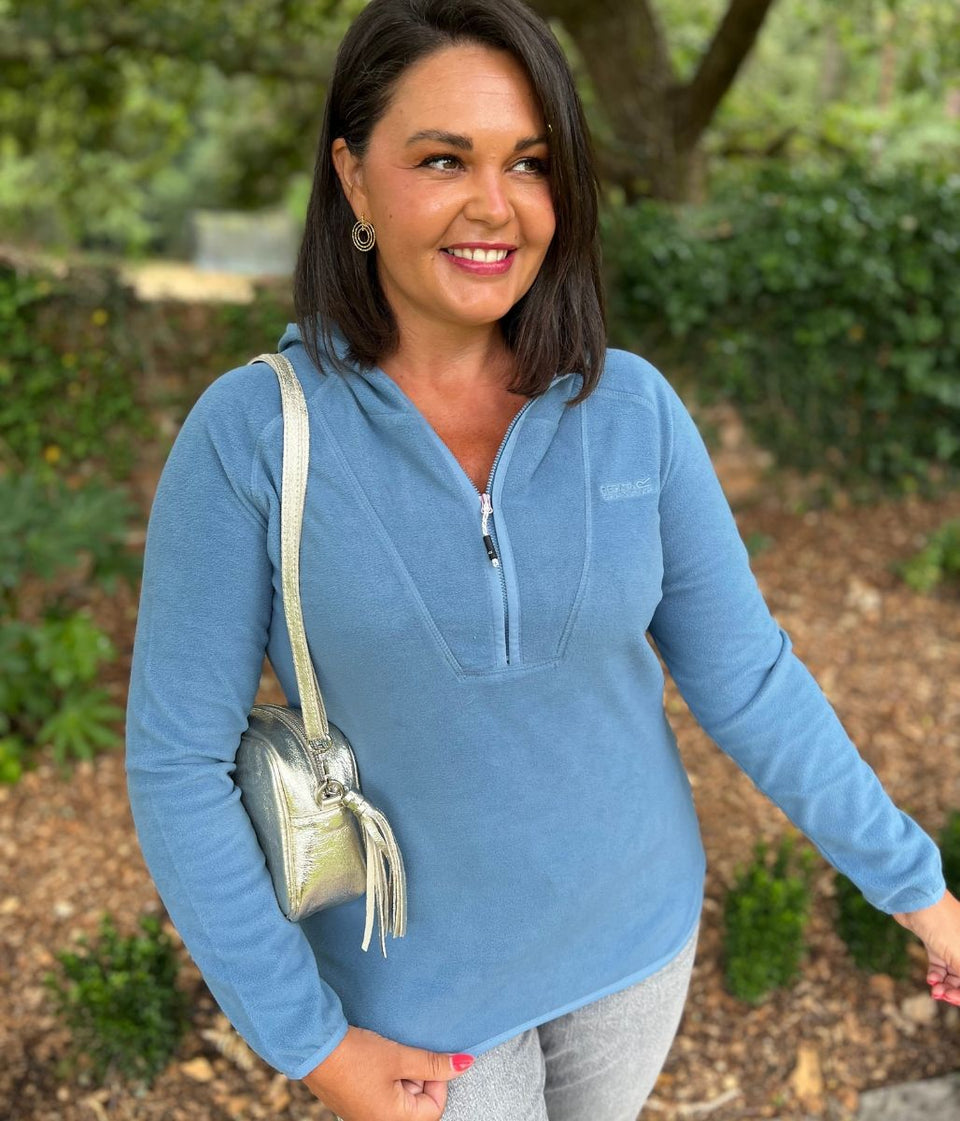 Blue Warriewood Hooded 1/4 Zip Fleece