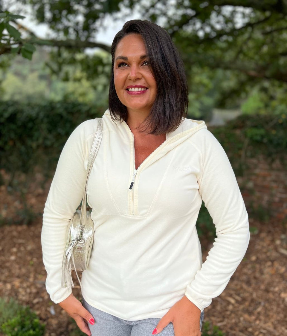 Cream Warriewood Hooded 1/4 Zip Fleece