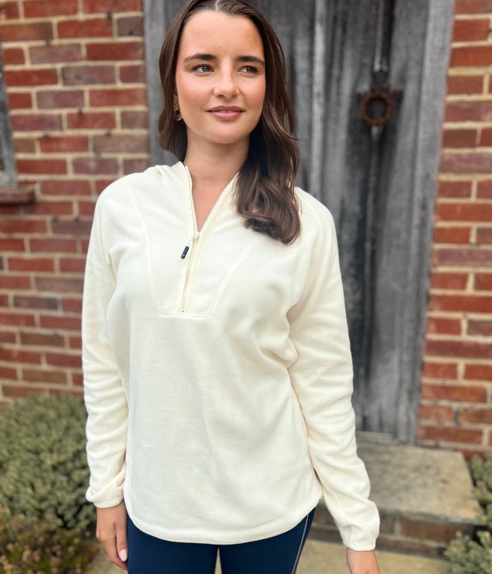 Cream Warriewood Hooded 1/4 Zip Fleece