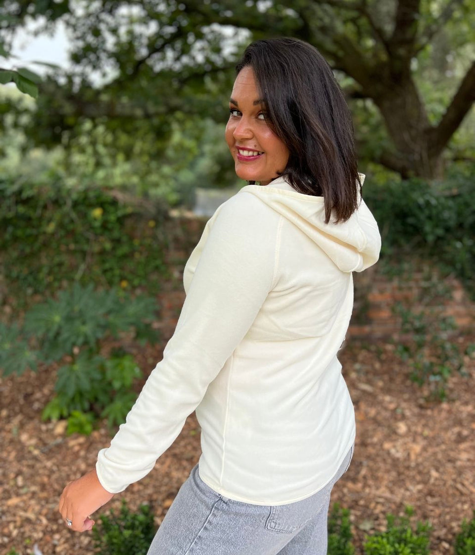 Cream Warriewood Hooded 1/4 Zip Fleece