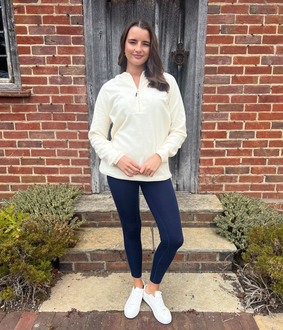Cream Warriewood Hooded 1/4 Zip Fleece