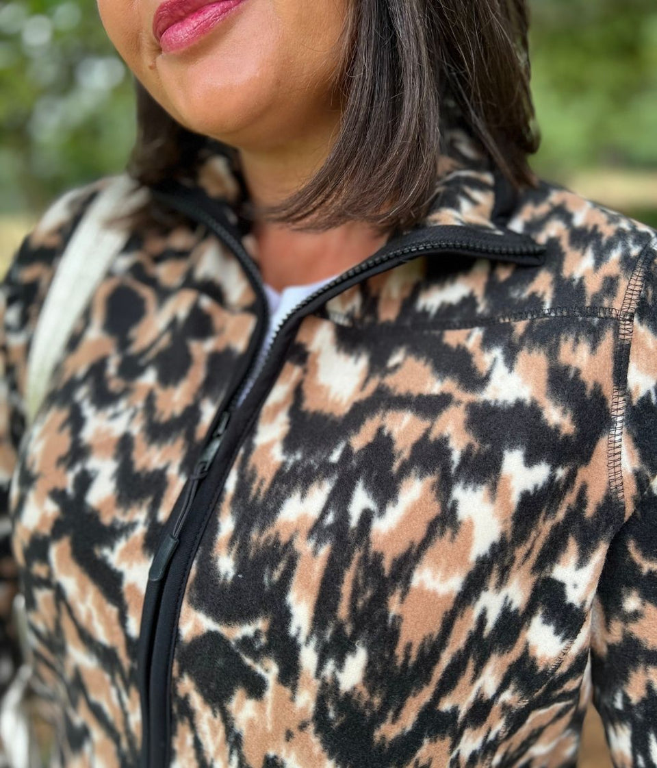 Animal Print Soft Full Zip Fleece