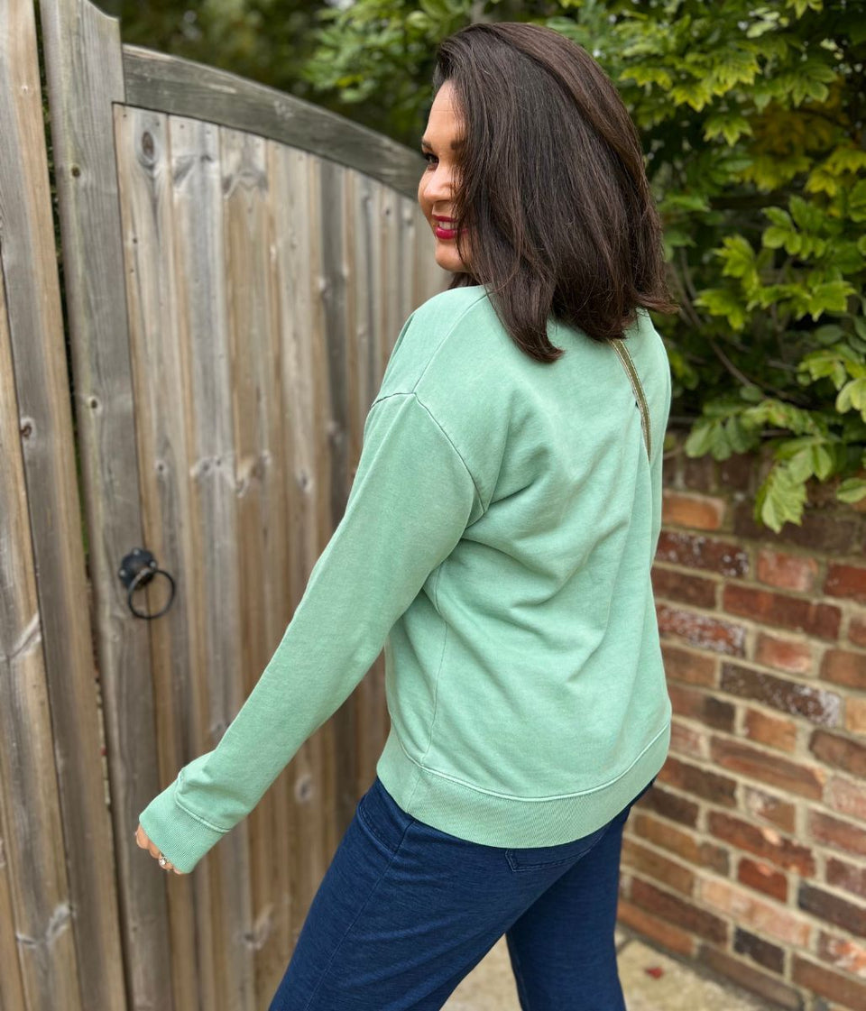 Green Pigment Dyed Rugger Sweatshirt