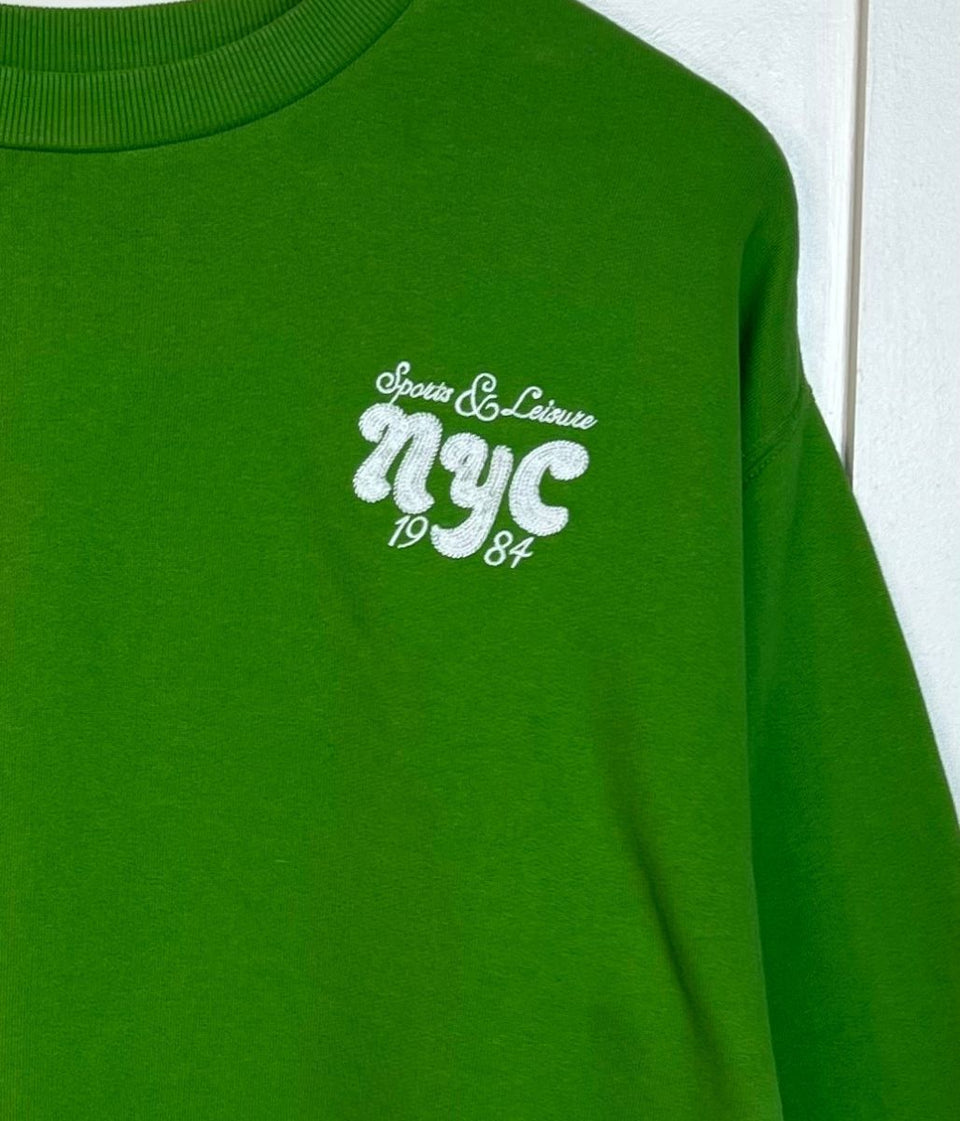 Green Pure Cotton Relaxed Slogan Sweatshirt