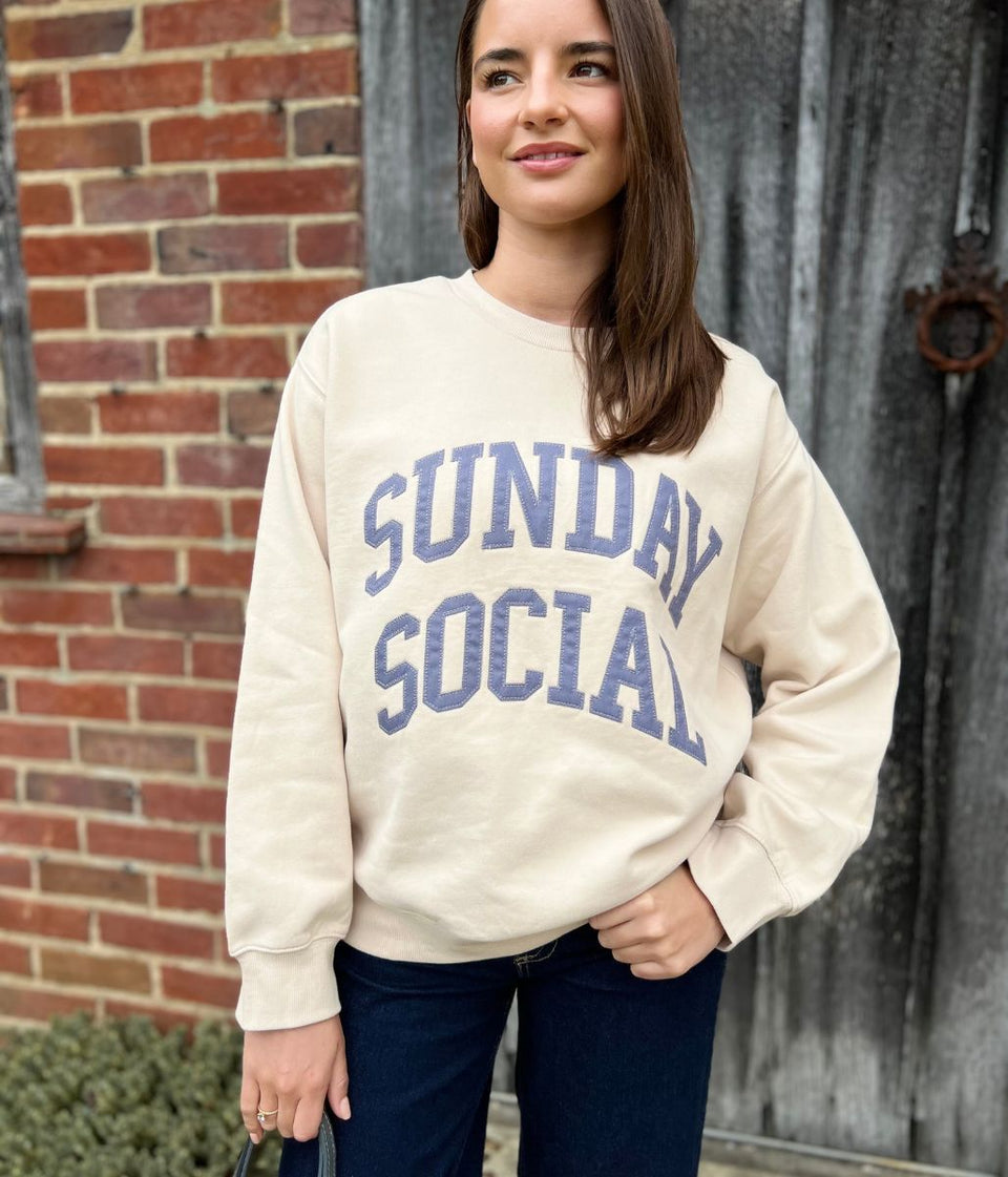 Ecru Pure Cotton Relaxed Slogan Sweatshirt