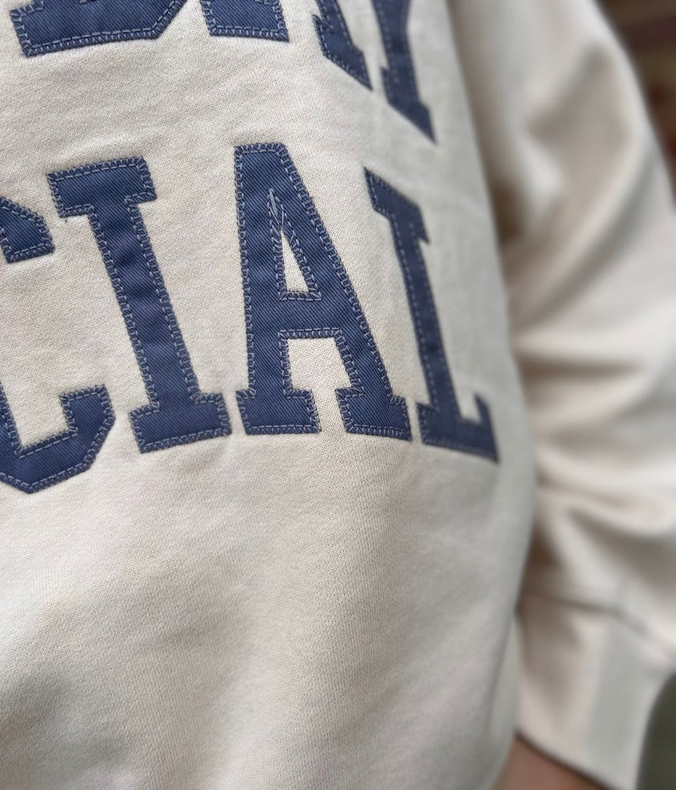 Ecru Pure Cotton Relaxed Slogan Sweatshirt
