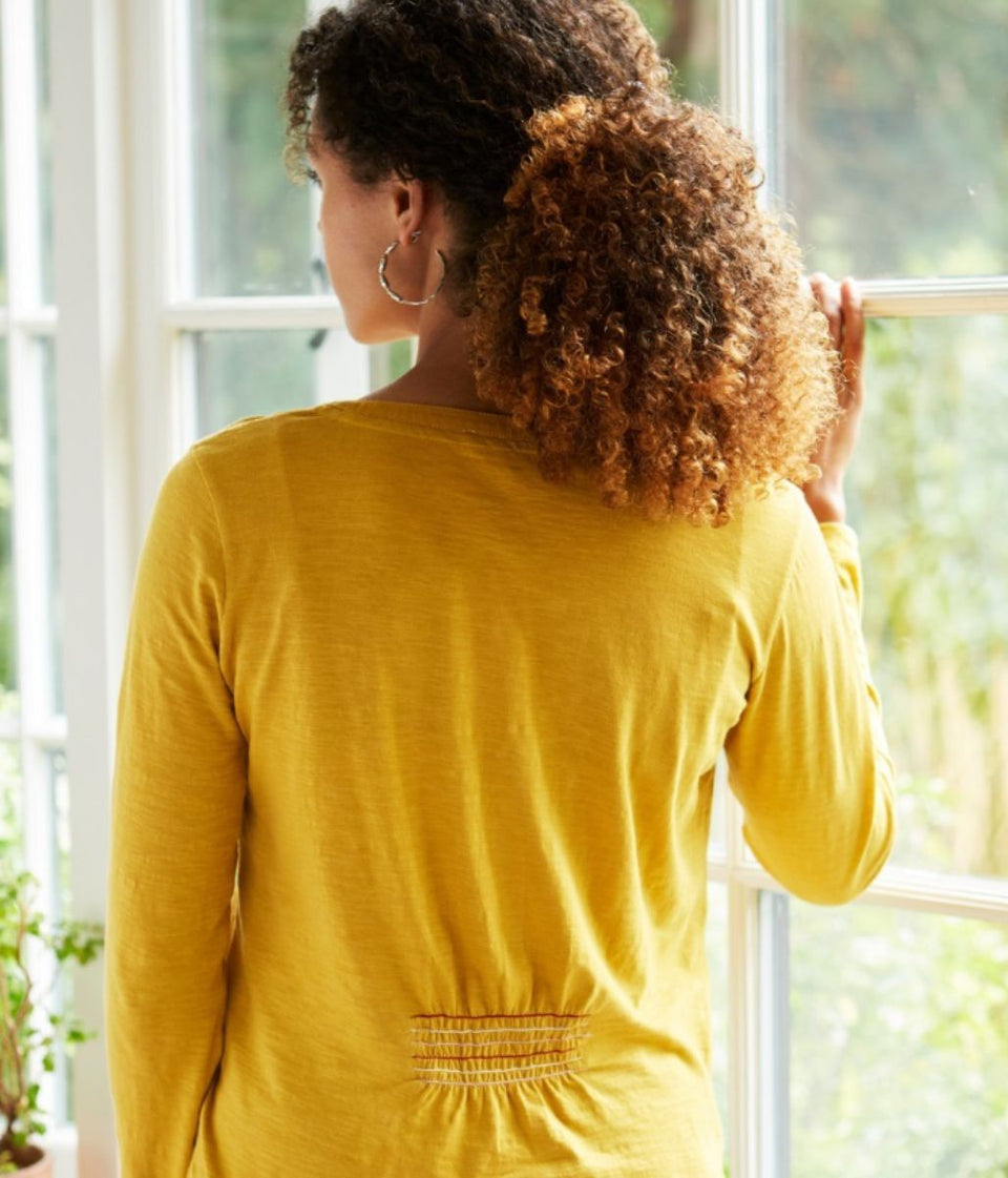 Mistral Mustard Jersey Button Detail Tee