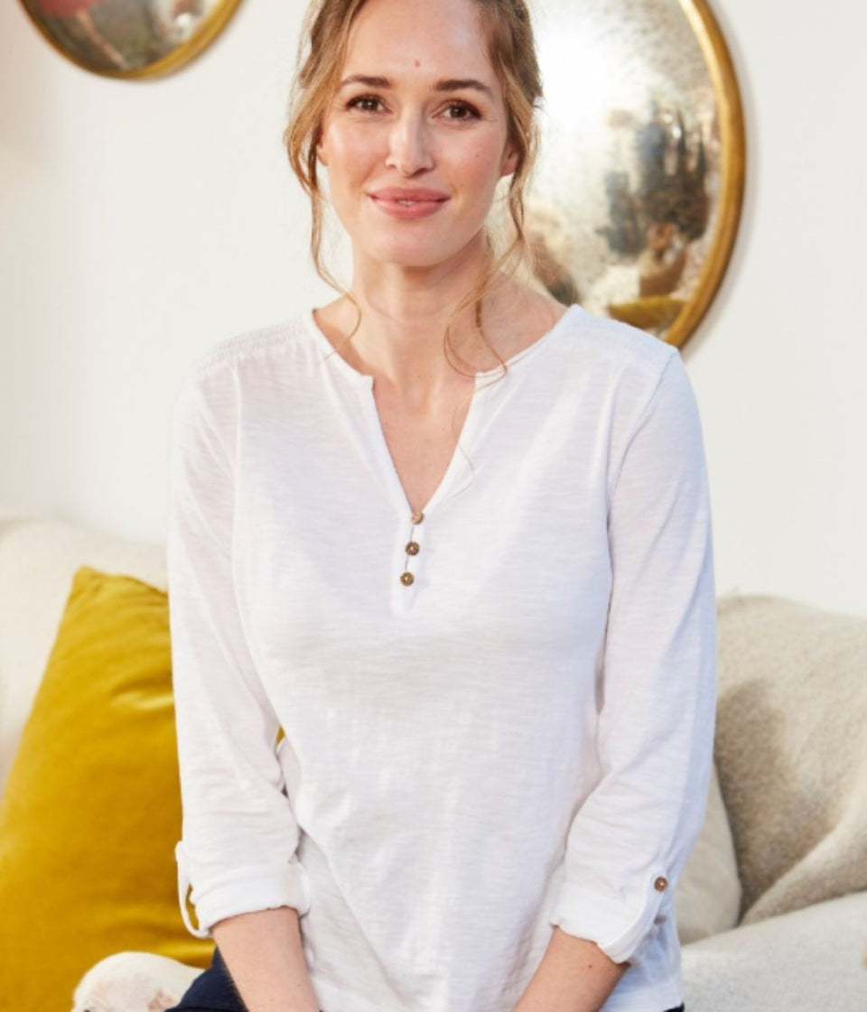 Mistral White Smocked Shoulder Top