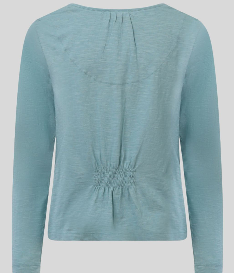 Mistral Aqua Smocked Shoulder Top