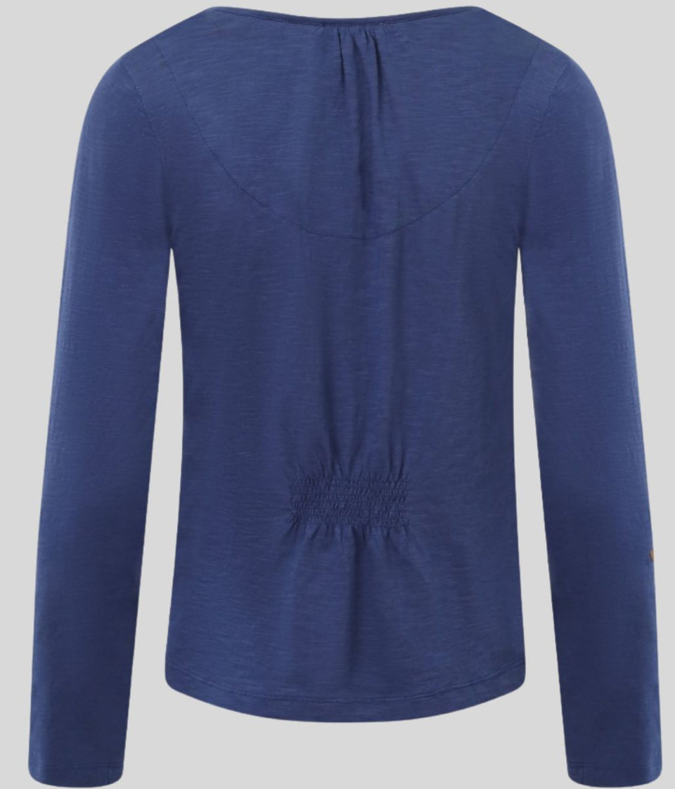Mistral Navy Smocked Shoulder Top