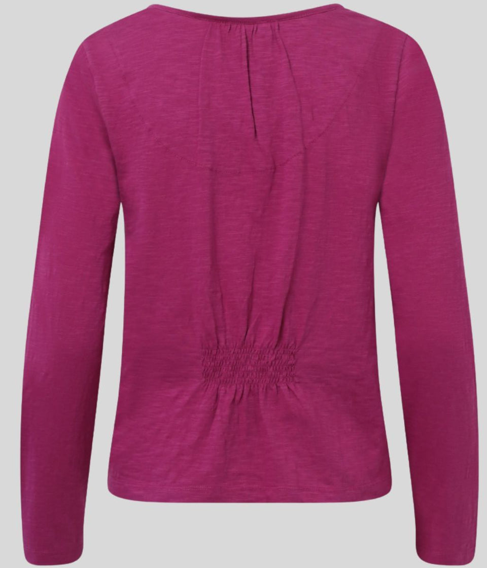 Mistral Magenta Smocked Shoulder Top