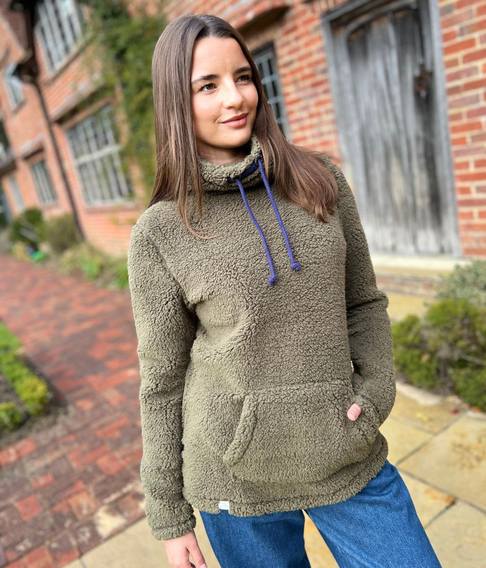 Lazy Jacks Khaki Roll Neck Snug Fleece