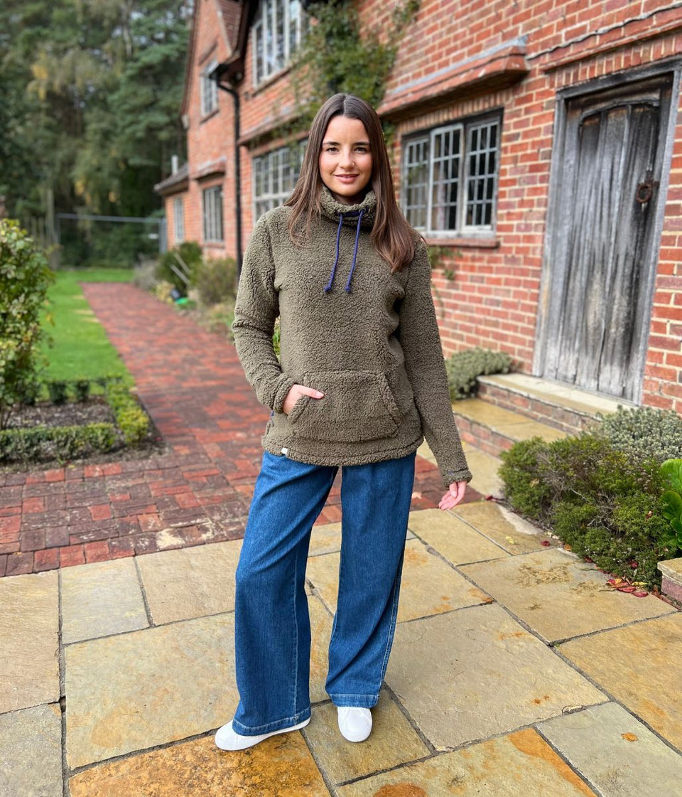Lazy Jacks Khaki Roll Neck Snug Fleece