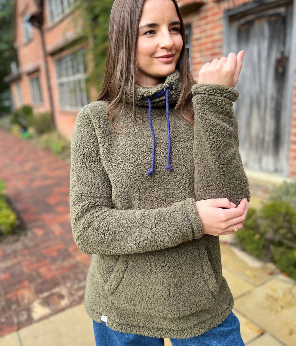 Lazy Jacks Khaki Roll Neck Snug Fleece