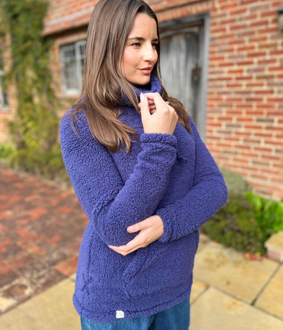 Lazy Jacks Navy Roll Neck Snug Fleece