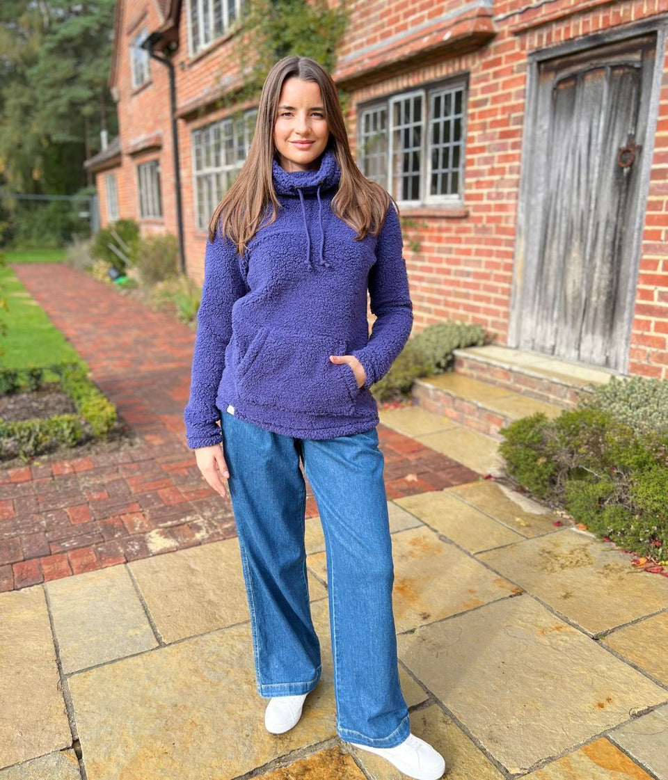 Lazy Jacks Navy Roll Neck Snug Fleece