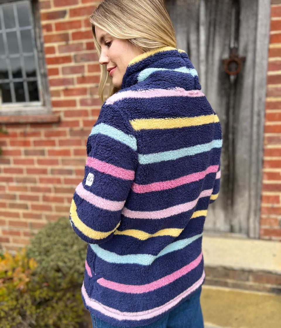 Lazy Jacks Navy Striped Roll Neck Snug Fleece