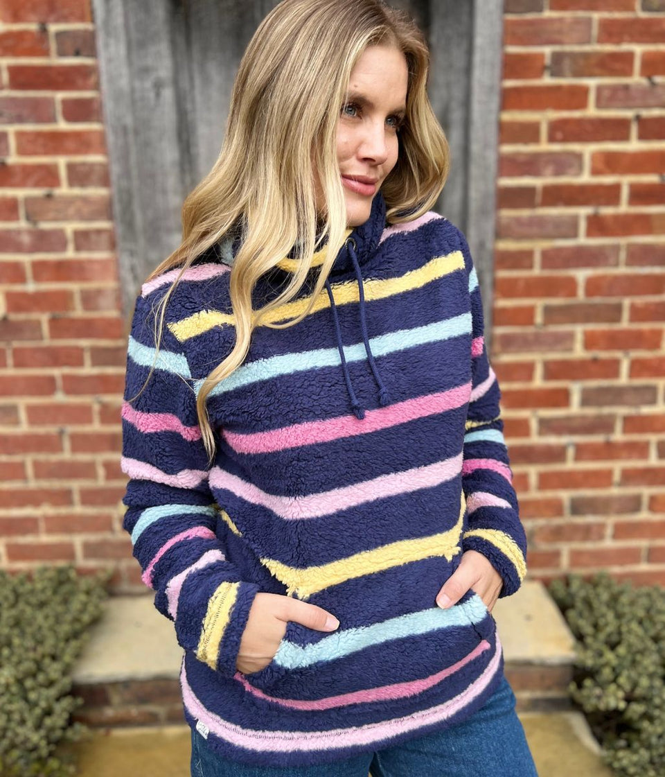 Lazy Jacks Navy Striped Roll Neck Snug Fleece