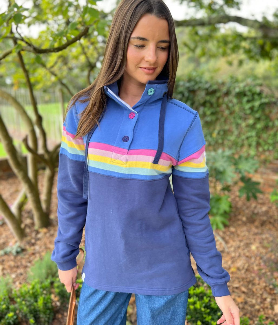 Lazy Jacks Prism Button Neck Sweatshirt