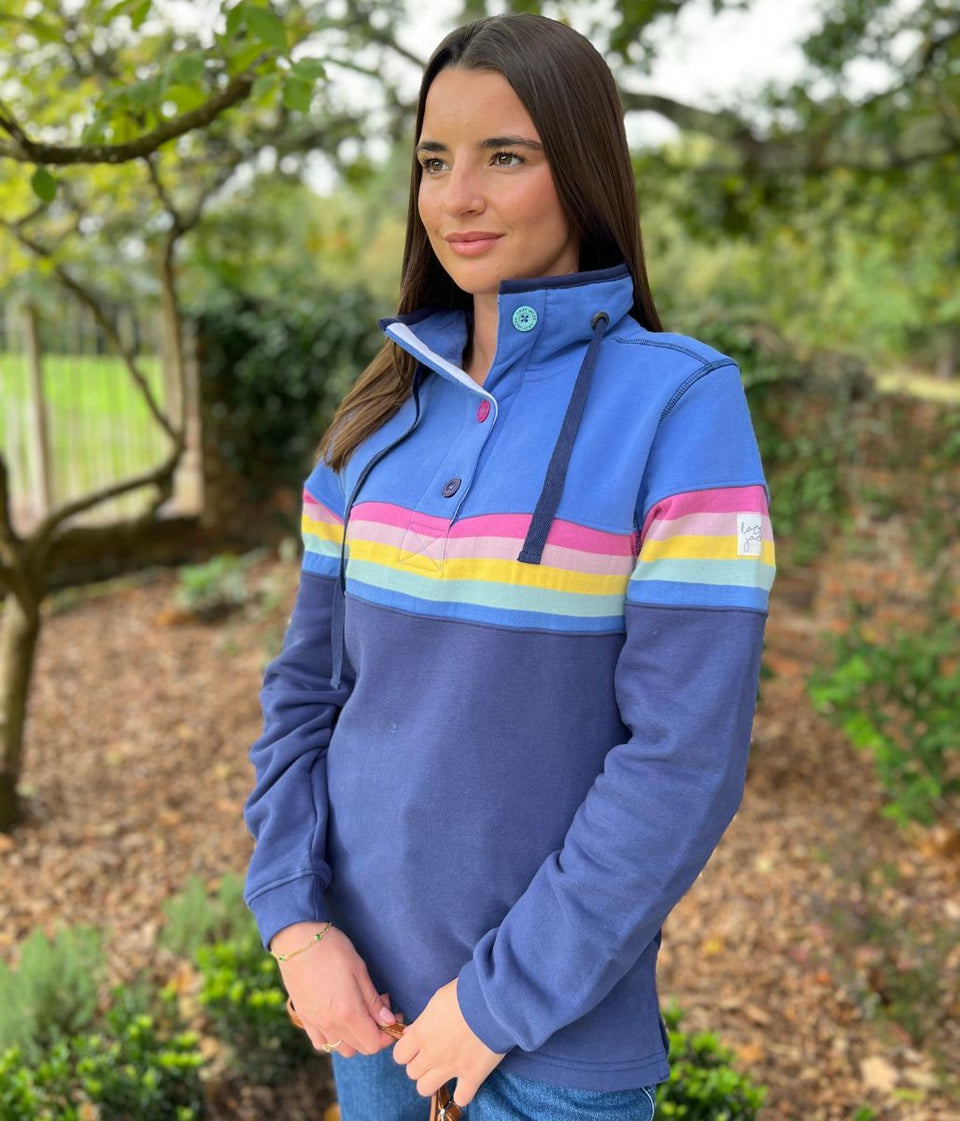 Lazy Jacks Prism Button Neck Sweatshirt