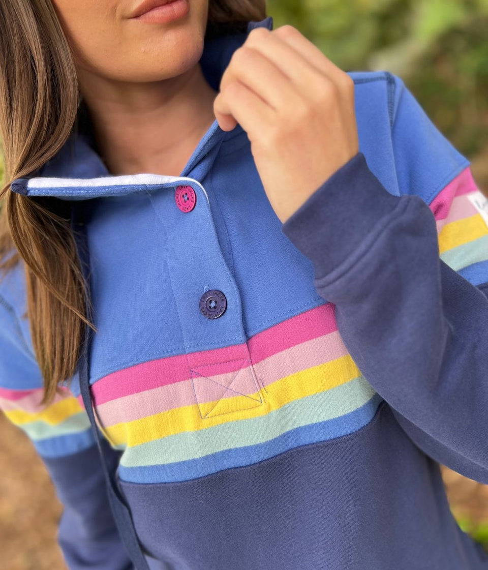 Lazy Jacks Prism Button Neck Sweatshirt