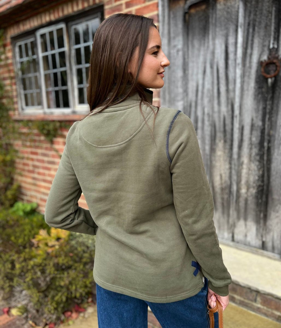 Lazy Jacks Khaki Button Neck Sweatshirt