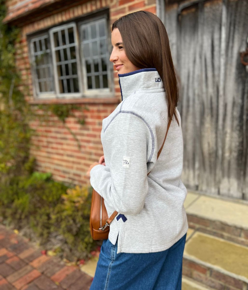 Lazy Jacks Grey Marl 1/4 Zip Sweatshirt