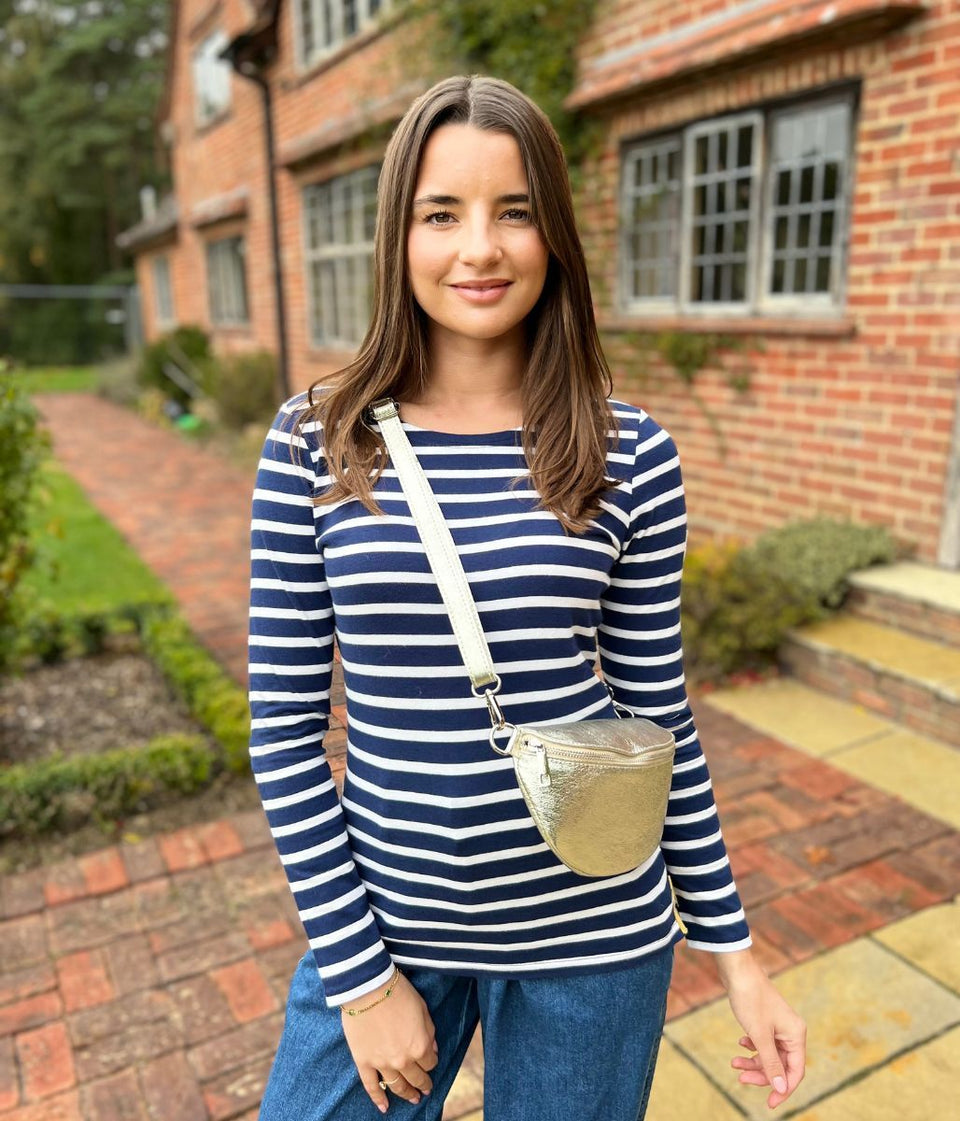 Lazy Jacks Navy Striped Breton Top