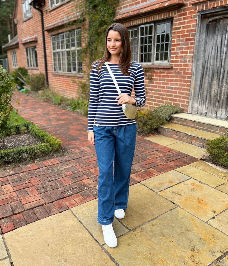 Lazy Jacks Navy Striped Breton Top