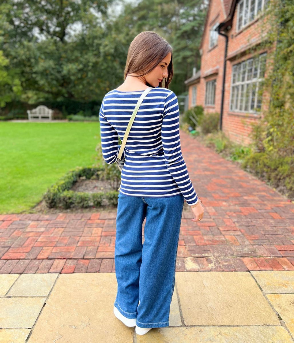 Lazy Jacks Navy Striped Breton Top