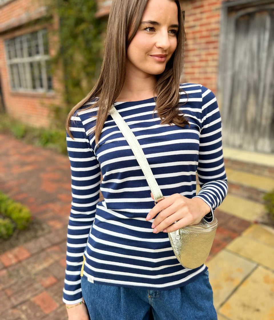 Lazy Jacks Navy Striped Breton Top