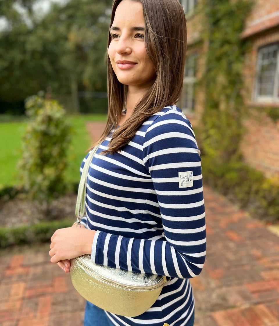 Lazy Jacks Navy Striped Breton Top