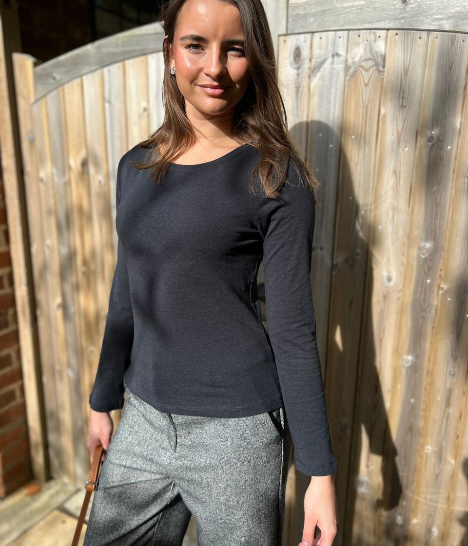 Ex Seasalt Black Organic Cotton Rich Long Sleeve Top