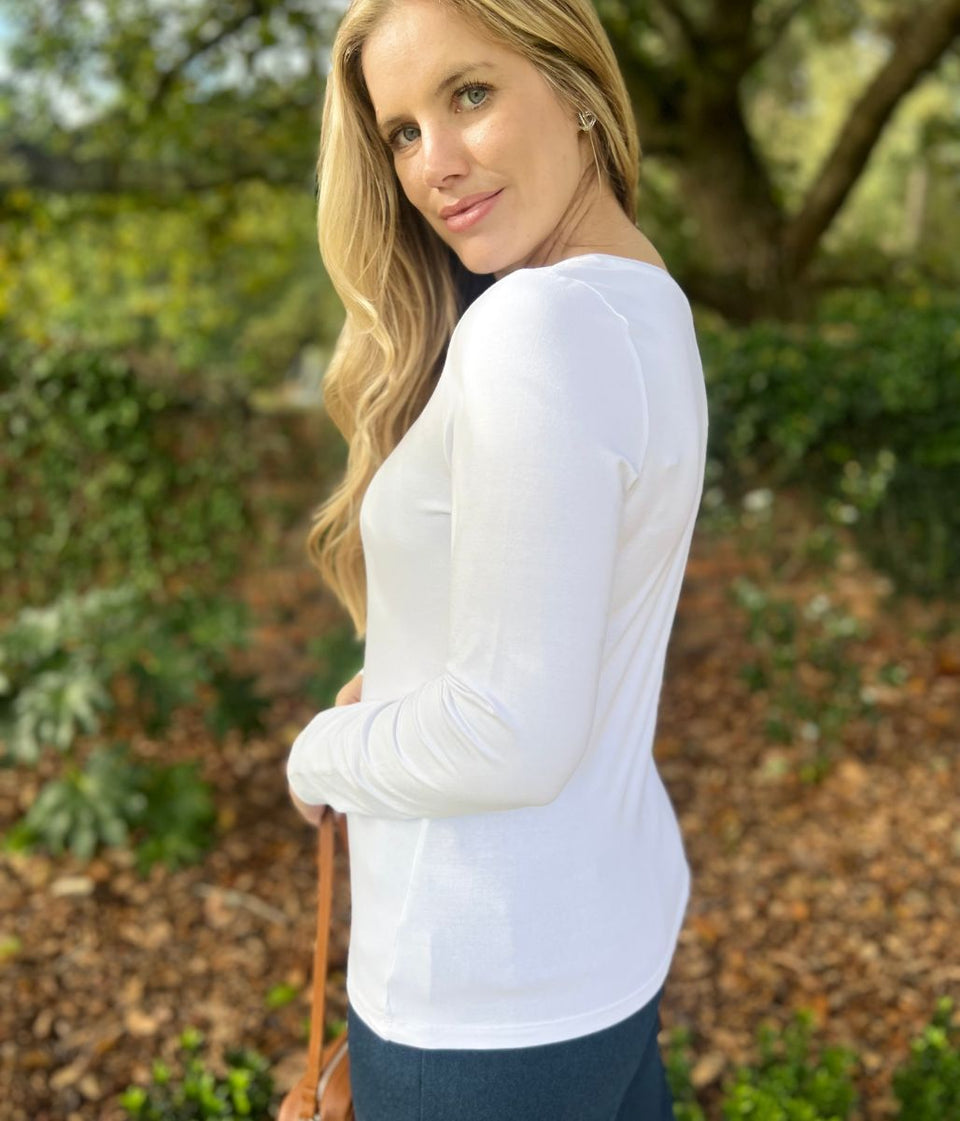 Ex Seasalt White Organic Cotton Rich Long Sleeve Top
